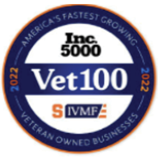 Inc. 5000: 2024 Vet100 award icon